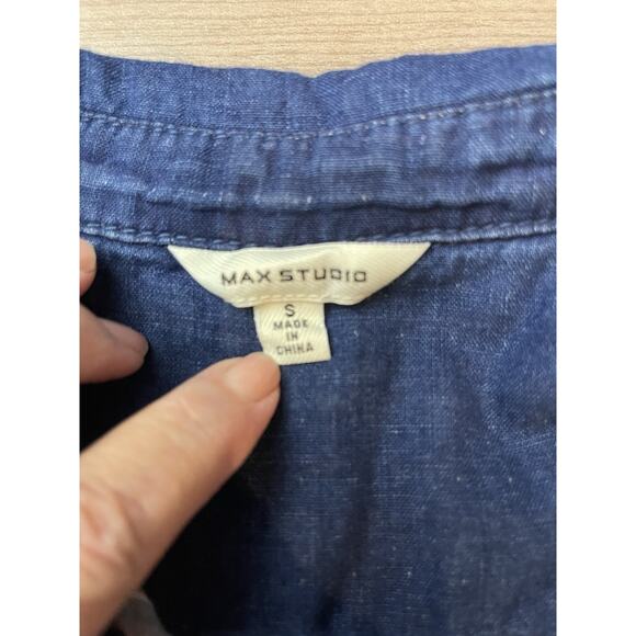 Max Studio Women's Lined Denim Sleeveless A-Line Dress, Navy Blue Small - Picture 5 of 12